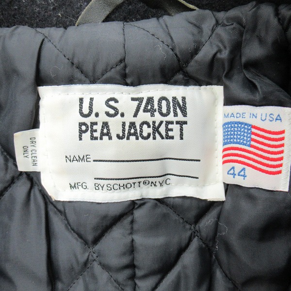 実際に弊社で買取させて頂いたSchott/ショット USA製 U.S.740N PEA JACKET/ピージャケット ピーコート/44の画像 2枚目