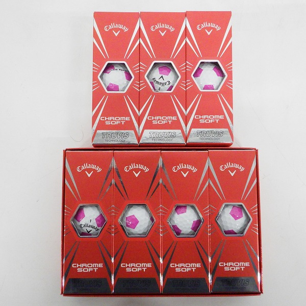 実際に弊社で買取させて頂いた【未使用】Callaway/キャロウェイ CHROME SOFT TRUVIS/クロムソフト ゴルフボール ホワイトｘピンク 21個