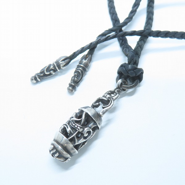 実際に弊社で買取させて頂いたCHROME HEARTS/クロムハーツ ケルティックローラーペンダントｗ/レザーブレード スクロールチップ