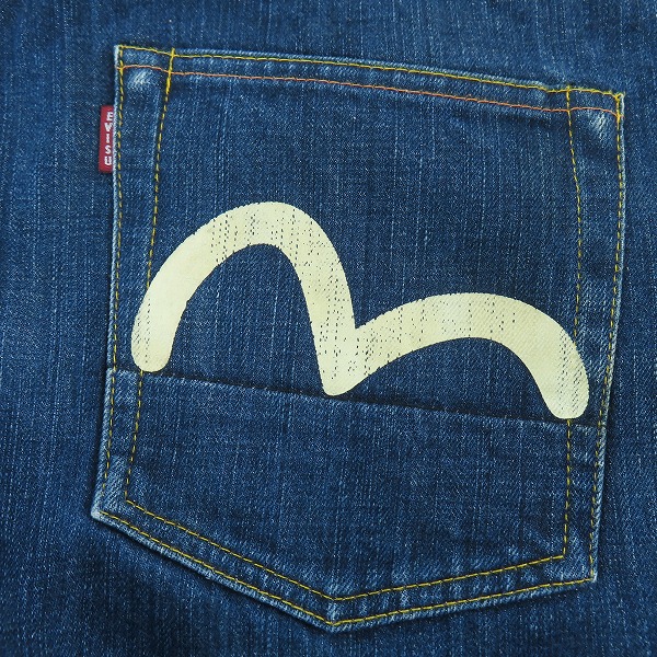 実際に弊社で買取させて頂いたEVISU/エヴィス Lot.2000 No.3 カモメプリント デニムパンツ/ジーンズ/33×35の画像 5枚目