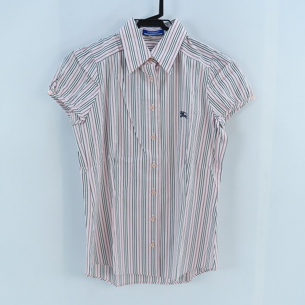 実際に弊社で買取させて頂いた【未使用】BURBERRY BLUE LABEL/バーバリーブルーレーベル ストライプ 半袖シャツ FE550-103-12/38