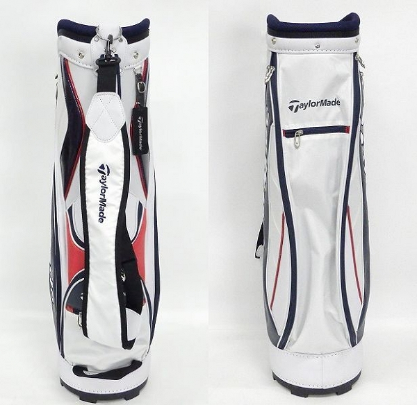 実際に弊社で買取させて頂いたTaylorMade/テーラーメイド KY321 9型 5分割トゥルーライト キャディバッグ ホワイトｘネイビーｘレッドの画像 2枚目