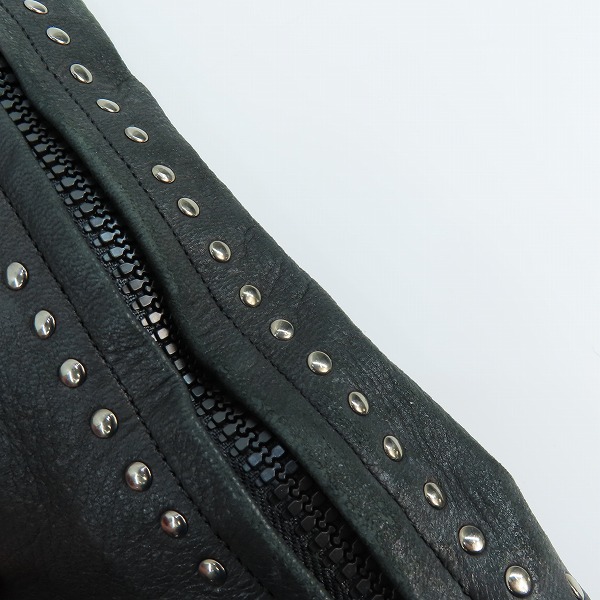 実際に弊社で買取させて頂いたRoen/ロエン 鹿革 レザー切替/スタッズ 裏地レオパード柄 ダブルライダースジャケット 69832029 /46の画像 8枚目