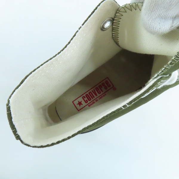 実際に弊社で買取させて頂いたCONVERSE/コンバース 日本製 CANVAS AS J HI キャンバス スニーカー カーキ/8の画像 4枚目