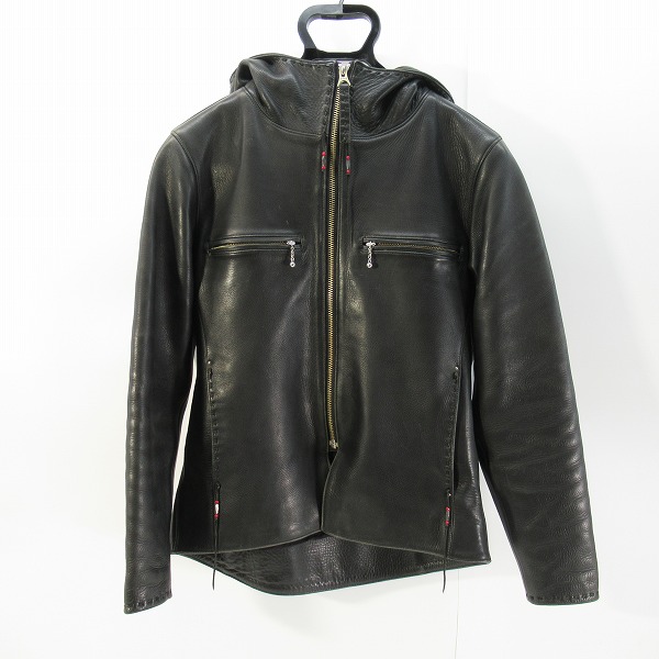 実際に弊社で買取させて頂いたRED MOON/レッドムーン NUMBER ONE LEATHER/ナンバーワンレザー フード ライダース ジャケット /36