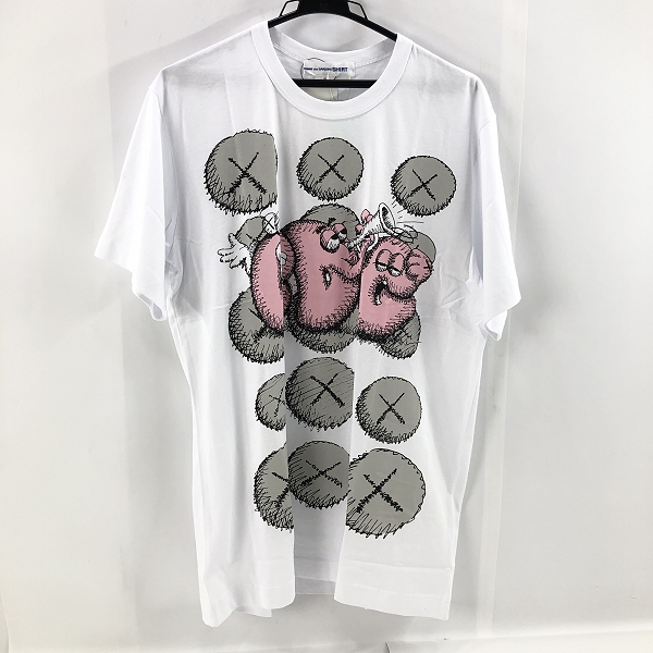 実際に弊社で買取させて頂いた【未使用】COMME des GARCONS SHIRT×KAWS/コムデギャルソンシャツ×カウズ カラープリント Tシャツ FH-T003/XL