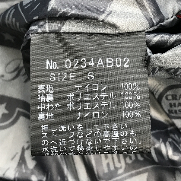 実際に弊社で買取させて頂いた【未使用】HYSTERIC GLAMOUR/ヒステリックグラマー PRIMALOFT JACKET ワッペン付 中綿ジャケット 0234AB02/Sの画像 3枚目