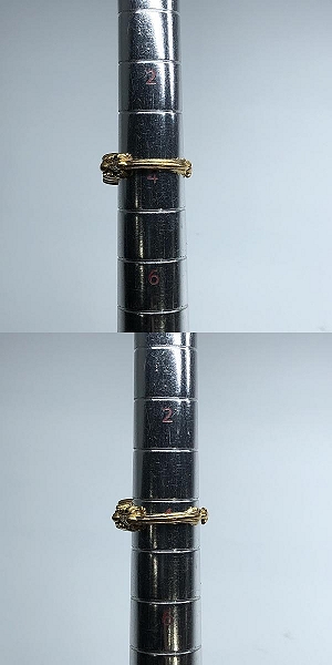 実際に弊社で買取させて頂いたCHROME HEARTS/クロムハーツ 22K BABYCLSC ダブルフローラルクロスリング パヴェダイヤ 4-4.5号の画像 8枚目