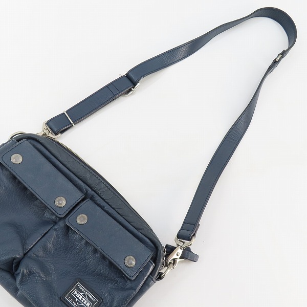 実際に弊社で買取させて頂いたPORTER/ポーター クルール ショルダーバッグ レザー ネイビーの画像 2枚目