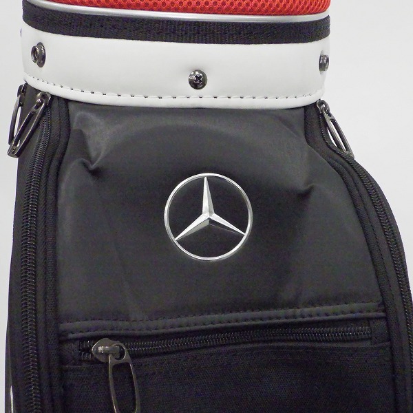 実際に弊社で買取させて頂いたTaylormadeｘMercedes-Benz/テーラーメイドｘメルセデス・ベンツ 5分割キャディバッグ ブラックｘホワイトｘレッドの画像 6枚目