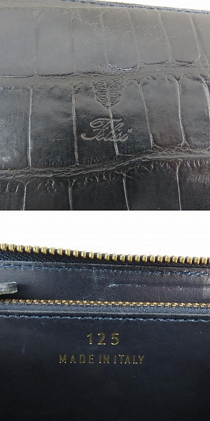 実際に弊社で買取させて頂いたFelisi/フェリージ ラウンドジップ ウォレット クロコ型押し レザー 125の画像 3枚目