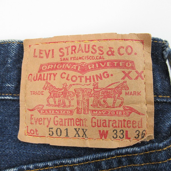 実際に弊社で買取させて頂いたLEVI'S/リーバイス 501XX 刻印555 バレンシア工場製 ビッグE デニムパンツ 紙パッチ 501-0003/W33 L36の画像 2枚目