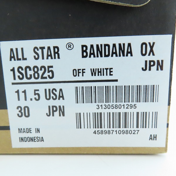 実際に弊社で買取させて頂いたCONVERSE/コンバース ALL STAR BANDANA OX/オールスター バンダナ 1SC825/30.0の画像 9枚目