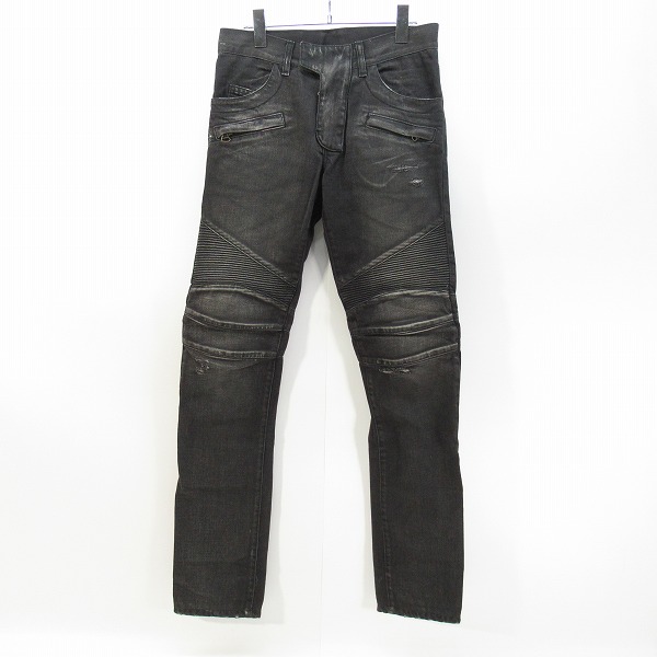 実際に弊社で買取させて頂いたBALMAIN/バルマン バイカーデニムパンツ ブラック/28