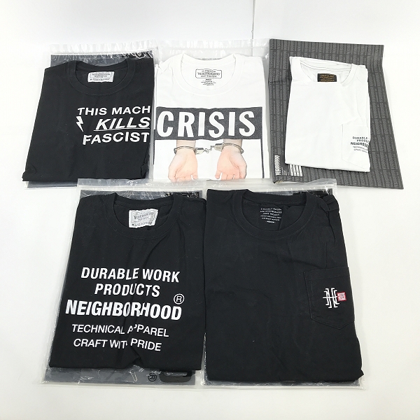 実際に弊社で買取させて頂いた【おまとめ】NEIGHBORHOOD/ネイバーフッド CRISIS ACTOR 等 ブラック/ホワイト 半袖 プリント Tシャツ