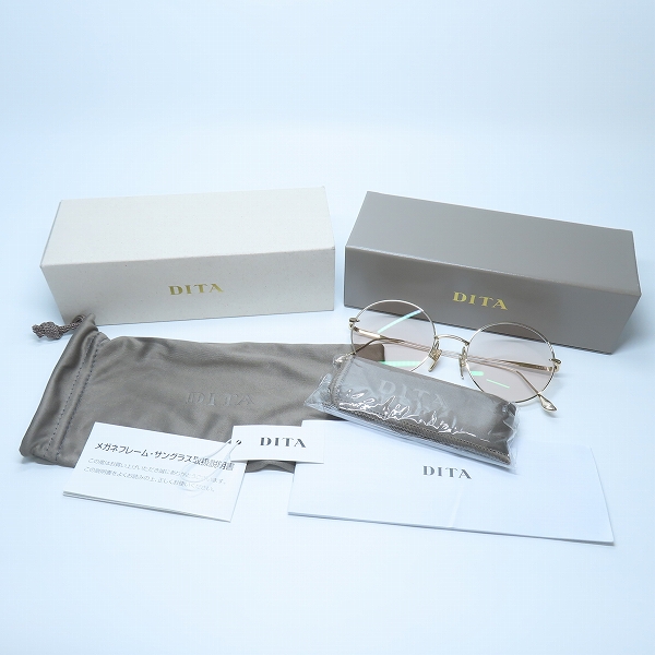 実際に弊社で買取させて頂いたDITA/ディータ BELIEVER/ビリーバー アイウェア/サングラス/メガネフレーム DTX506-52-01 GOLDの画像 9枚目