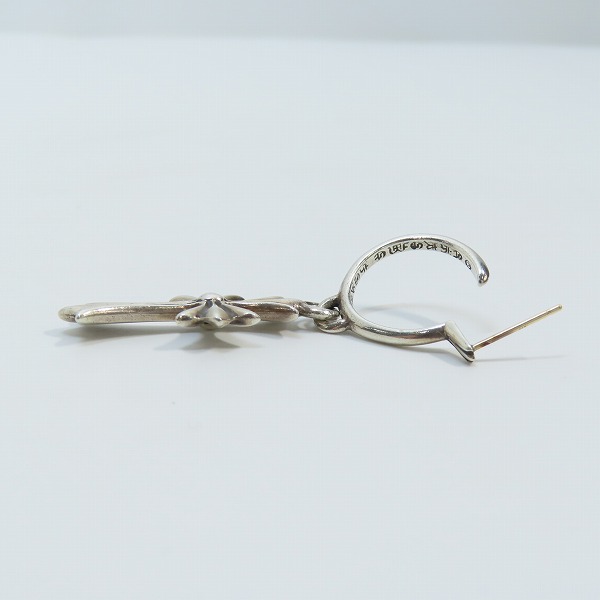 実際に弊社で買取させて頂いたCHROME HEARTS/クロムハーツ TINY CH CROSS タイニーCHクロス フープピアスの画像 3枚目