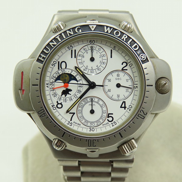 実際に弊社で買取させて頂いたHUNTING WORLD/ハンティングワールド  ムーンフェイズ 腕時計 【動作未確認】