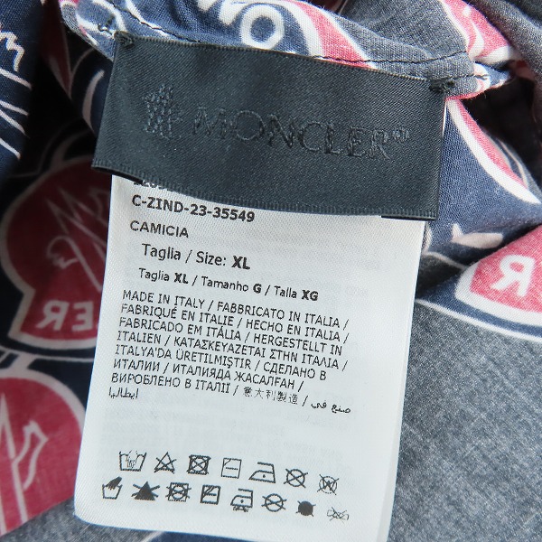 実際に弊社で買取させて頂いた【JPタグ】MONCLER/モンクレール 総柄 半袖ボタンシャツ I20912F00006 XLの画像 2枚目