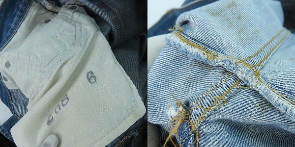 実際に弊社で買取させて頂いたLEVIS/リーバイス  501XX 刻印2 66前期 スモールe/紙パッチ/赤耳/チェーンステッチ デニムパンツ/W35の画像 9枚目