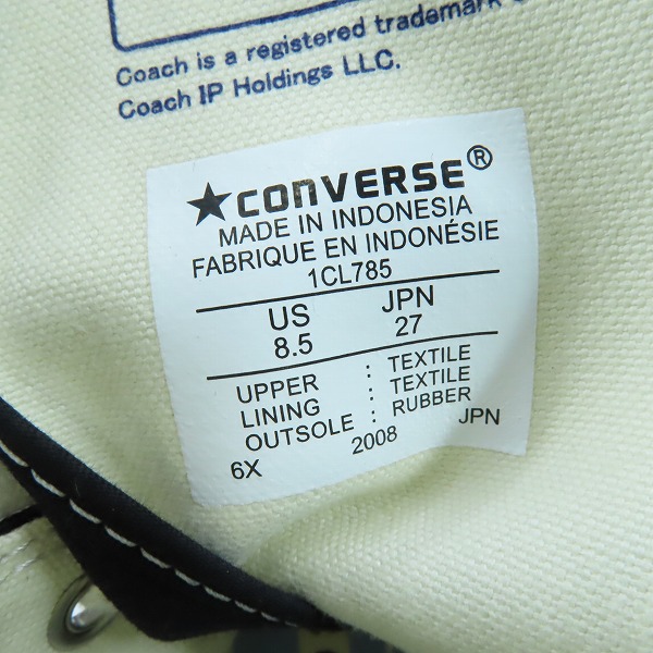 実際に弊社で買取させて頂いたCONVERSE ADDICT/コンバース アディクト COACH CANVAS HI 1CL785 スニーカー/27.0の画像 5枚目