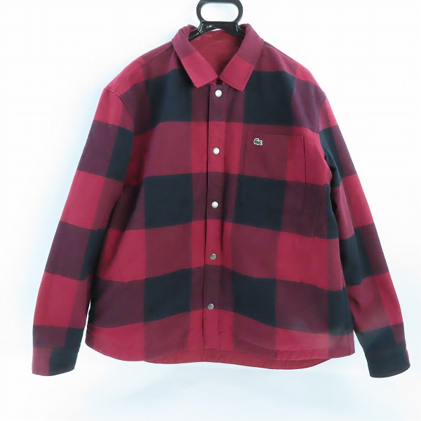 実際に弊社で買取させて頂いたLACOSTE/ラコステ プレーン×バッファローチェックリバーシブルシャツアウター 胸ロゴ  ワインレッド CH5824/F39 /US S/Mの画像 2枚目