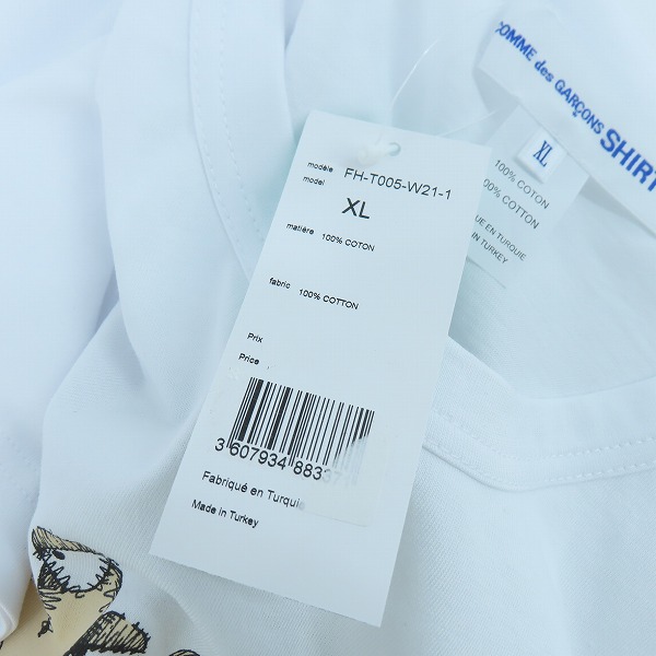 実際に弊社で買取させて頂いた【未使用】COMME des GARCONS SHIRT×KAWS/コムデギャルソンシャツ×カウズ マルチデザイン プリント Tシャツ FH-T005/XLの画像 3枚目