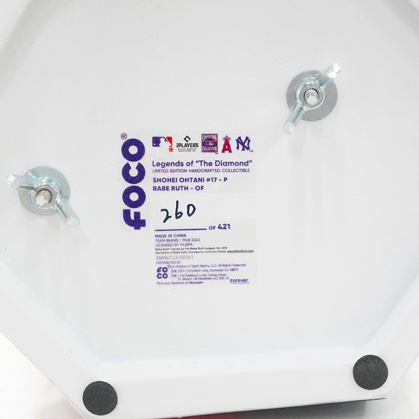 実際に弊社で買取させて頂いたFOCO DUAL BOBBLE  ボブルヘッド  エンゼルス 大谷翔平/ヤンキース ベーブ・ルース ONCE UPON A GENERATION 首振り フィギュアの画像 7枚目