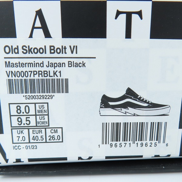 実際に弊社で買取させて頂いたMASTERMIND WORLD/マスターマインド×VANS/バンズ Old Skool Bolt VLT LX スニーカー VN0007PRBLK1/26.0の画像 9枚目