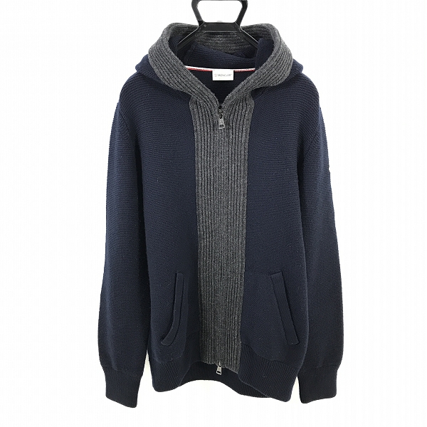 実際に弊社で買取させて頂いた【JPタグ】MONCLER/モンクレール 16aw MAGLIONE TRICOT CARDIGAN フーデッドウールダブルジップパーカー/XXL