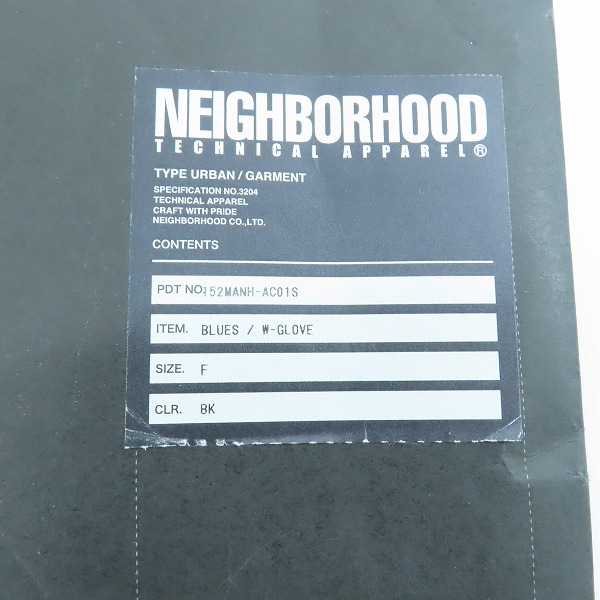 実際に弊社で買取させて頂いたNEIGHBORHOOD/ネイバーフッド BLUES / W-GLOVE グローブ 手袋 ブラック 152MANH-AC01S/Fの画像 7枚目