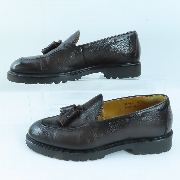 実際に弊社で買取させて頂いたBEAMS HEART/ビームスハート グレインレザー タッセルローファー ダークブラウン/7 1/2の画像 3枚目