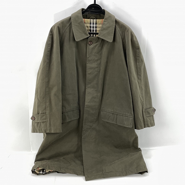 実際に弊社で買取させて頂いたBURBERRYS/バーバリーズ コットン地 裏地チェック柄 ステンカラー コート/S