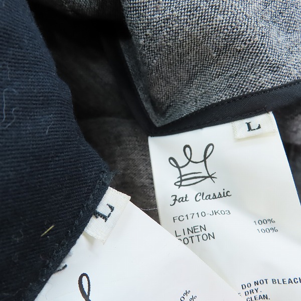 実際に弊社で買取させて頂いたFAT/エフエーティー リネン ジャケット/パンツ セッツアップ グレー FC1710-JK03/PN03 /Lの画像 3枚目