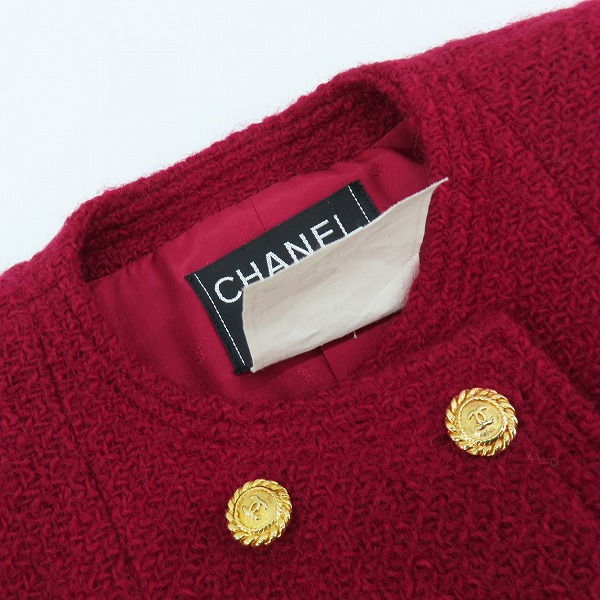 実際に弊社で買取させて頂いたCHANEL/シャネル ヴィンテージ CCゴールドボタン ダブルツイードジャケット/34の画像 4枚目