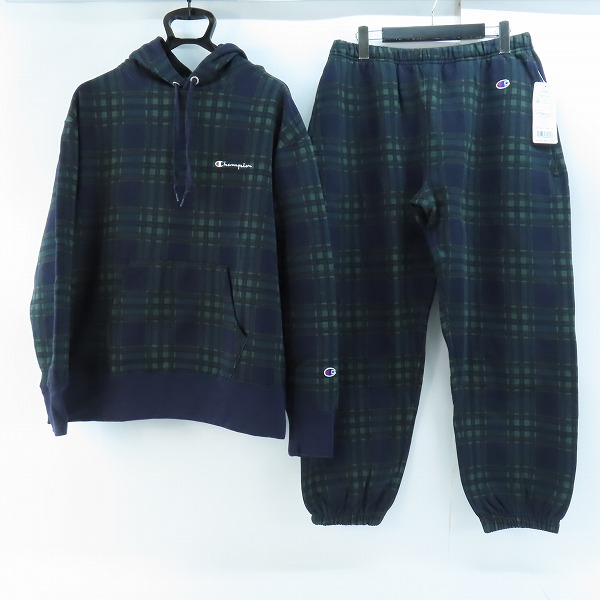 実際に弊社で買取させて頂いた【未使用】Champion/チャンピオン チェック柄 フーディパーカー/スウェットパンツ C8-Y107/C8-Y206/XL