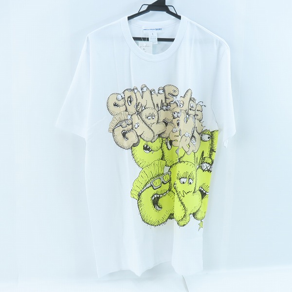 実際に弊社で買取させて頂いた【未使用】COMME des GARCONS SHIRT×KAWS/コムデギャルソンシャツ×カウズ マルチデザイン プリント Tシャツ FH-T005/XL