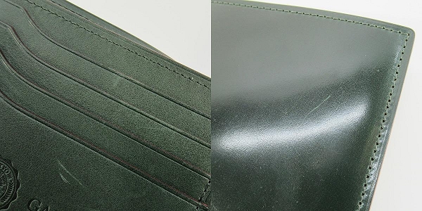 実際に弊社で買取させて頂いたGANZO/ガンゾ 馬革 CORDOVAN R.C. /コードバンアールシー 二つ折り財布 59152の画像 7枚目