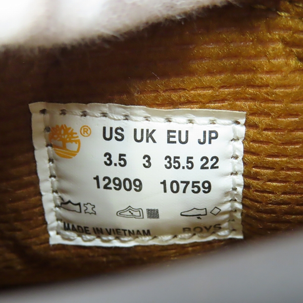 実際に弊社で買取させて頂いたTimberland/ティンバーランド JUNIOR 6in Premium Boot ジュニア ブーツ 12909/US3.5の画像 5枚目