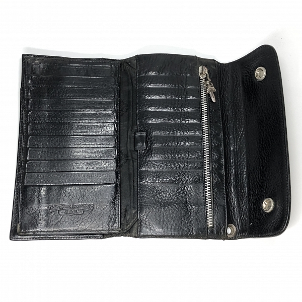実際に弊社で買取させて頂いたCHROME HEARTS/クロムハーツ WAVE/ウェーブウォレット 長財布/クロスボタンの画像 3枚目