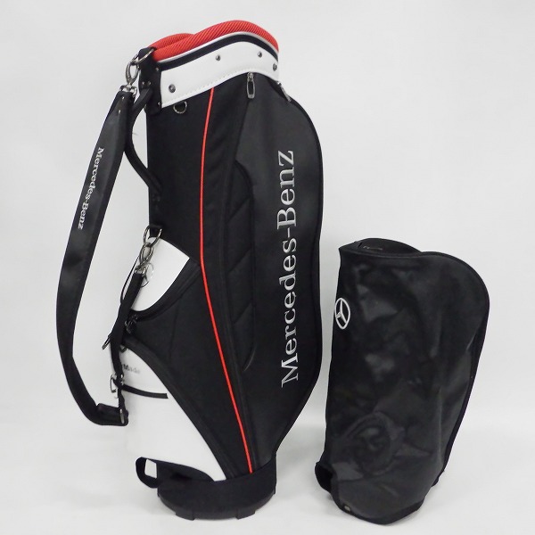 実際に弊社で買取させて頂いたTaylormadeｘMercedes-Benz/テーラーメイドｘメルセデス・ベンツ 5分割キャディバッグ ブラックｘホワイトｘレッド