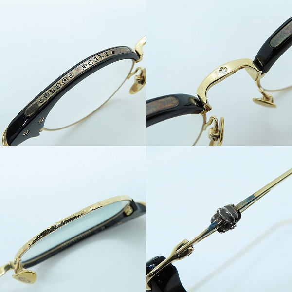 実際に弊社で買取させて頂いたCHROME HEARTS/クロムハーツ SLUNTRADICTION II クロスボール ハーフリム ラウンドメガネ/度入り眼鏡/アイウェアの画像 8枚目