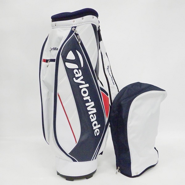 実際に弊社で買取させて頂いたTaylorMade/テーラーメイド KY321 9型 5分割トゥルーライト キャディバッグ ホワイトｘネイビーｘレッドの画像 1枚目