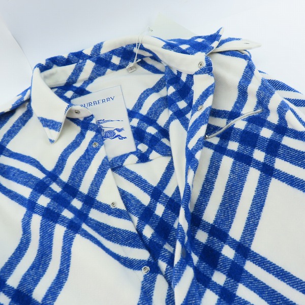 実際に弊社で買取させて頂いたBURBERRY/バーバリー チェックウールブレンドシャツジャケット 8078865/Lの画像 6枚目