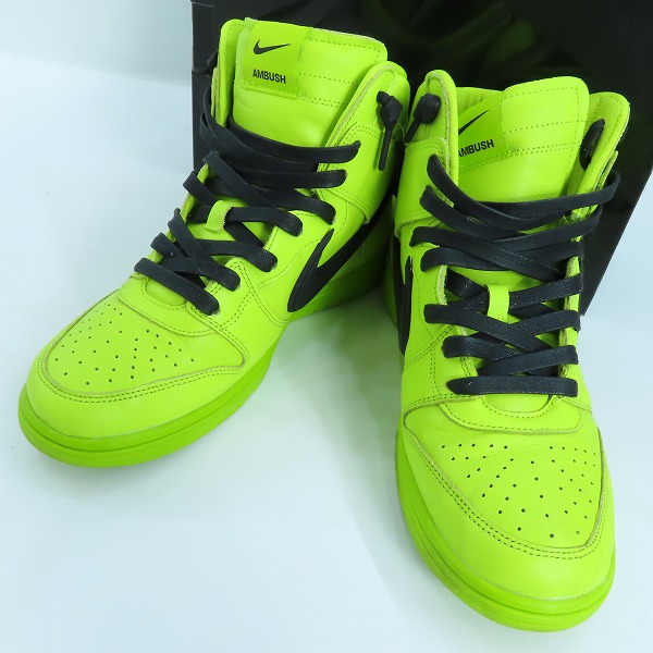 実際に弊社で買取させて頂いたNIKE×AMBUSH/ナイキ×アンブッシュ DUNK HIGH/ダンクハイ フラッシュライム CU7544-300/27.5
