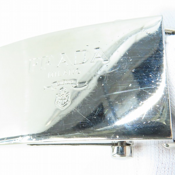 実際に弊社で買取させて頂いたPRADA/プラダ ロゴプレートパンチング ベルト の画像 5枚目