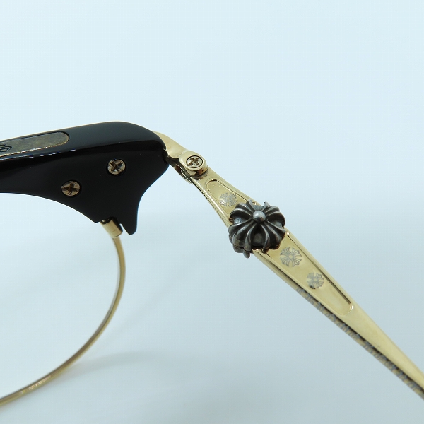 実際に弊社で買取させて頂いたCHROME HEARTS/クロムハーツ SLUNTRADICTION II クロスボール ハーフリム ラウンドメガネ/度入り眼鏡/アイウェアの画像 4枚目