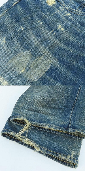 実際に弊社で買取させて頂いたLEVIS/リーバイス S501XX 大戦モデル 復刻 刻印034 ビッグE トルコ製 ダメージ/リペア加工 デニムパンツ/ジーンズ/W34の画像 8枚目
