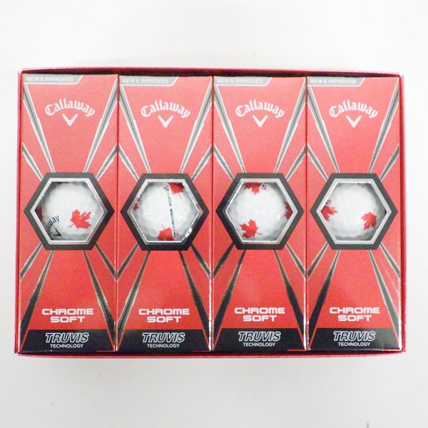 実際に弊社で買取させて頂いた【未使用】Callaway/キャロウェイ CHROME SOFT TRUVIS/クロムソフト ゴルフボール カエデ/楓柄 ホワイト 1ダース 