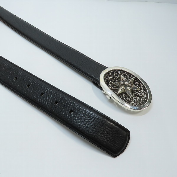 実際に弊社で買取させて頂いたCHROME HEARTS/クロムハーツ オーバルスターバックルベルト 36の画像 3枚目